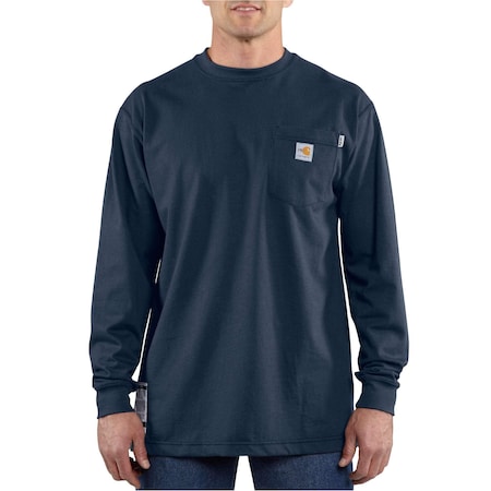 Carhartt Flame Resistant Force Loose Fit Midweight Long-Sleeve Pocket T-Shirt, Dark Navy, Medium, REG 100235-410MREG